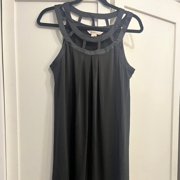 Black BCBG Generation lattice neck flowy mini dress - Picture 1 of 4